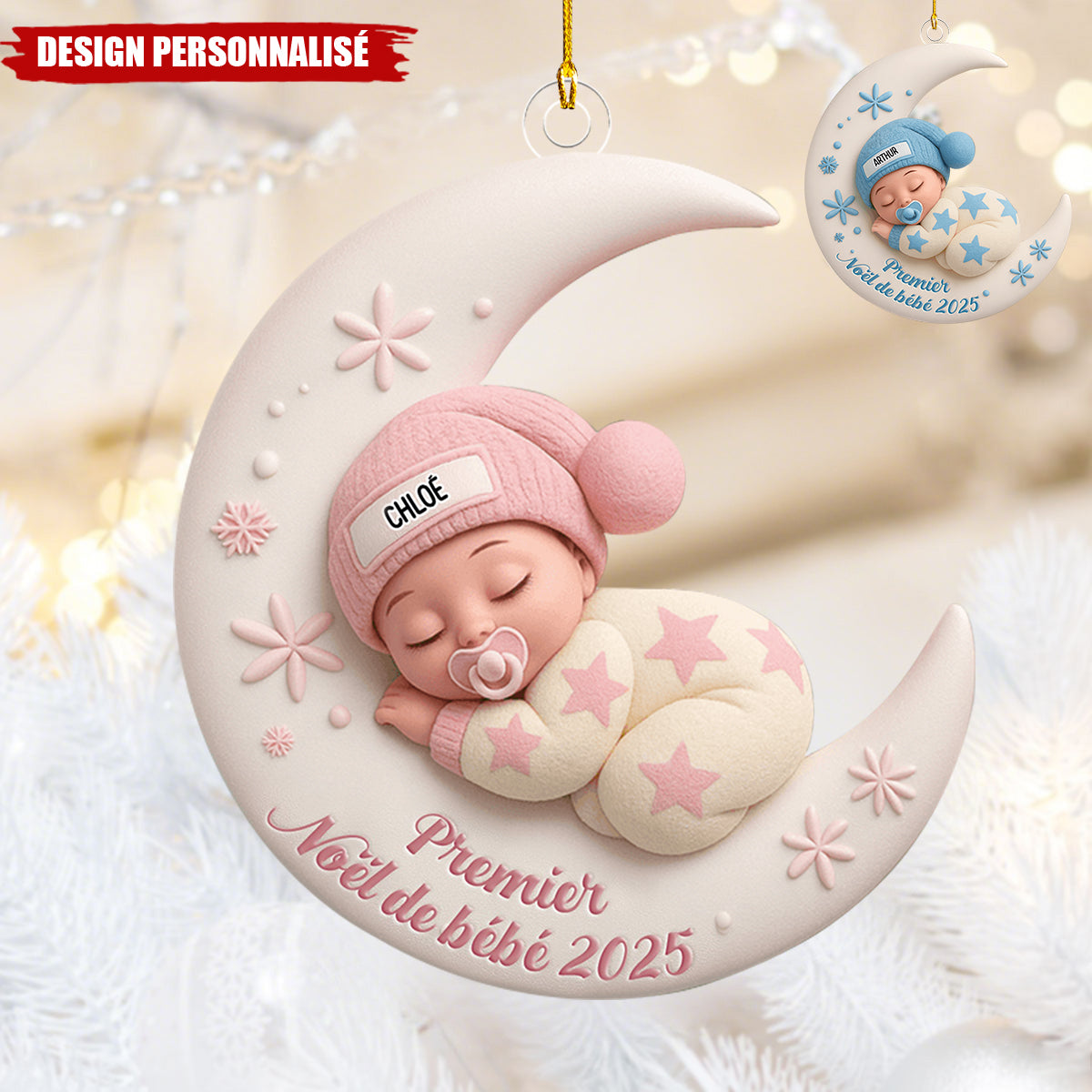 Ornement Personnalisé Premier Noël Bébé – Décoration Unique et Mémorable