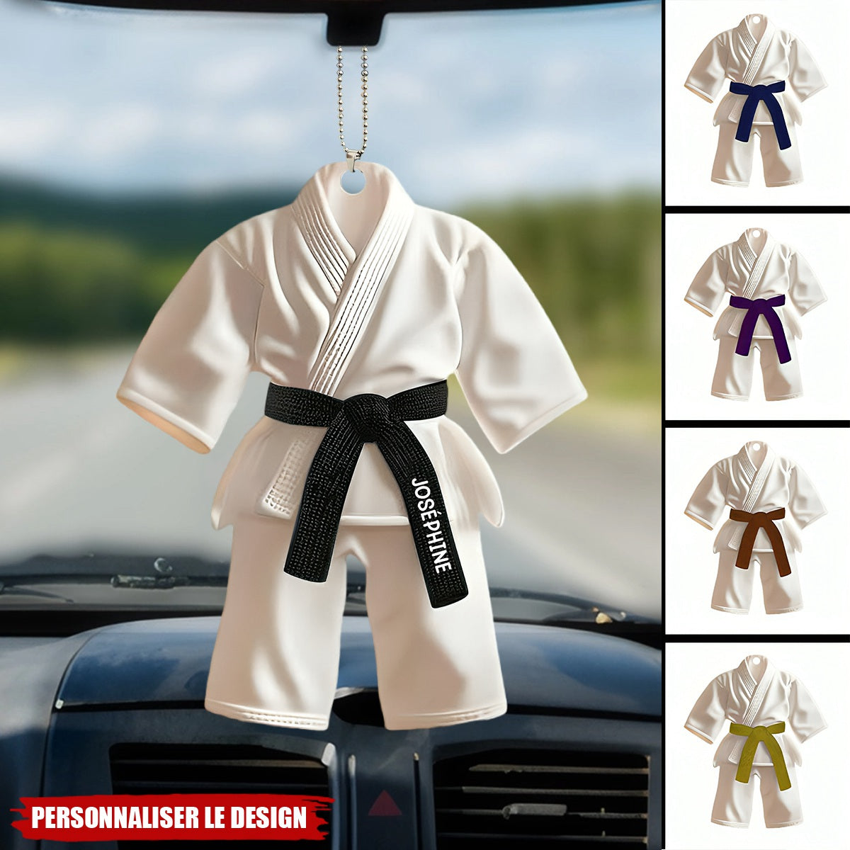 Cadeau Jiu-Jitsu, Karate - Ornament de voiture personnalisé ceinture noire