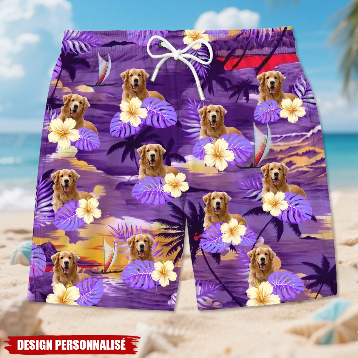 Short de bain personnalisé avec photo de votre animal – Look Estival et Unique