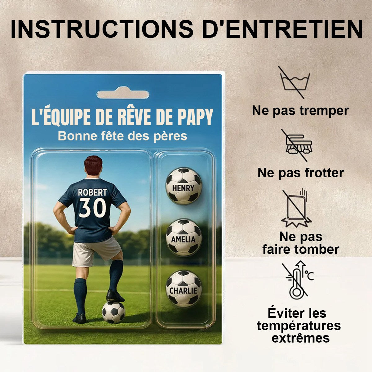 Plaque Acrylique Personnalisée – L’équipe de rêve de papy, Cadeau Fête des Pères