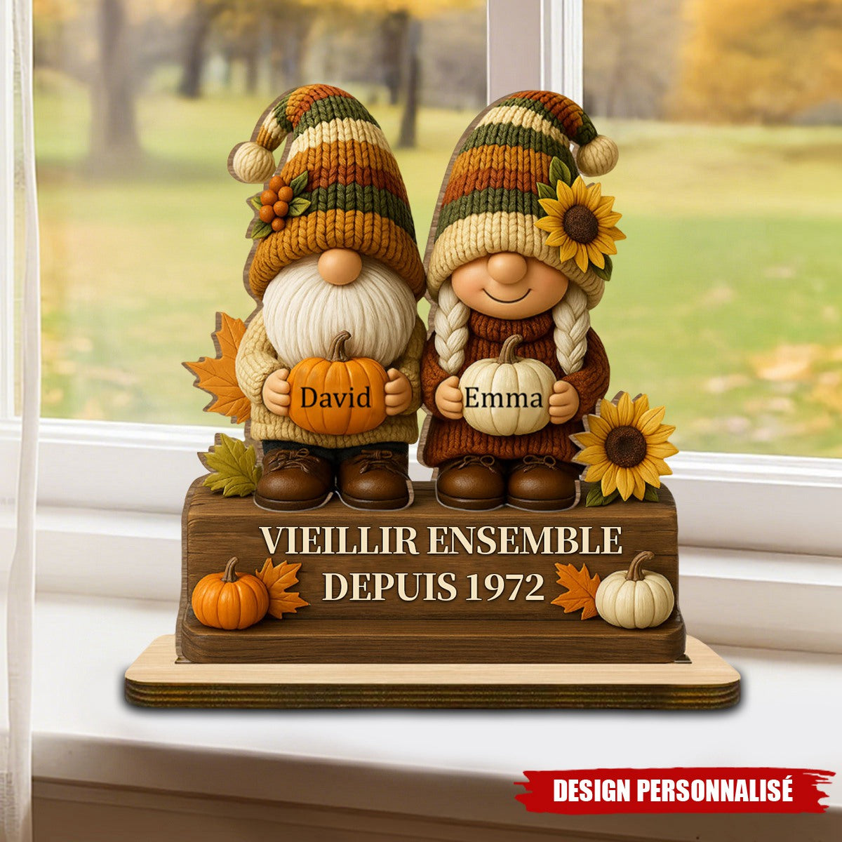 Plaque en Bois Personnalisée – Vieillir Ensemble,cadeau Unique pour Couple & Anniversaire