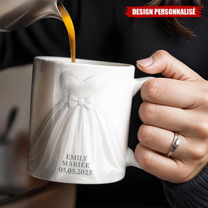 Mug de Mariage Personnalisé – Robe de Mariée et Costume Élégant avec Noms et Date
