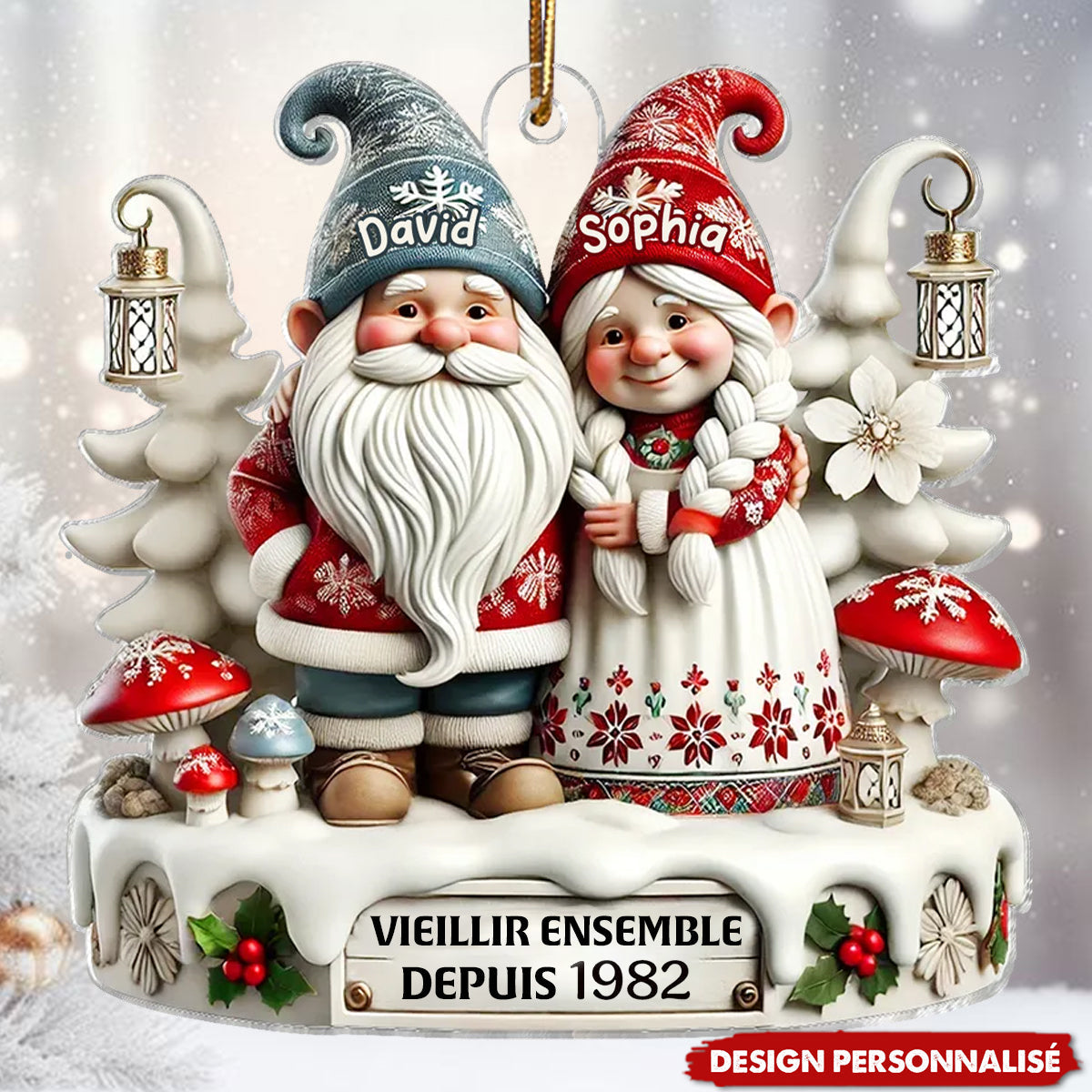 Ornement de Noël personnalisé – Couple vieilli ensemble depuis