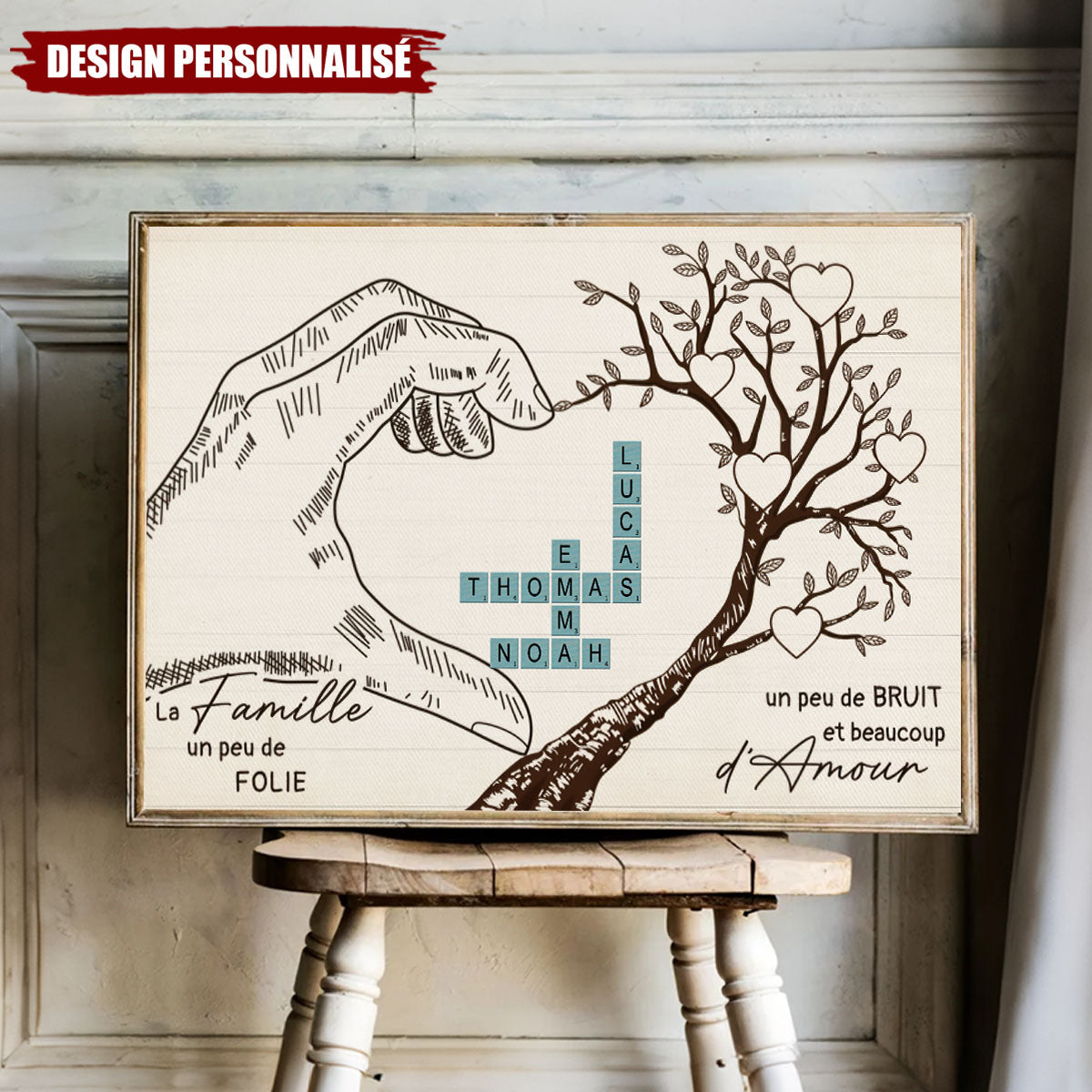 Affiche “La Famille” avec Prénoms Personnalisés – Idée Cadeau Unique