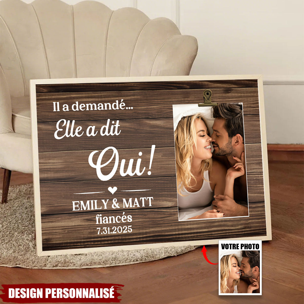 Affiche Personnalisée Couple avec Photo – Cadeau de demande en mariage pour un couple
