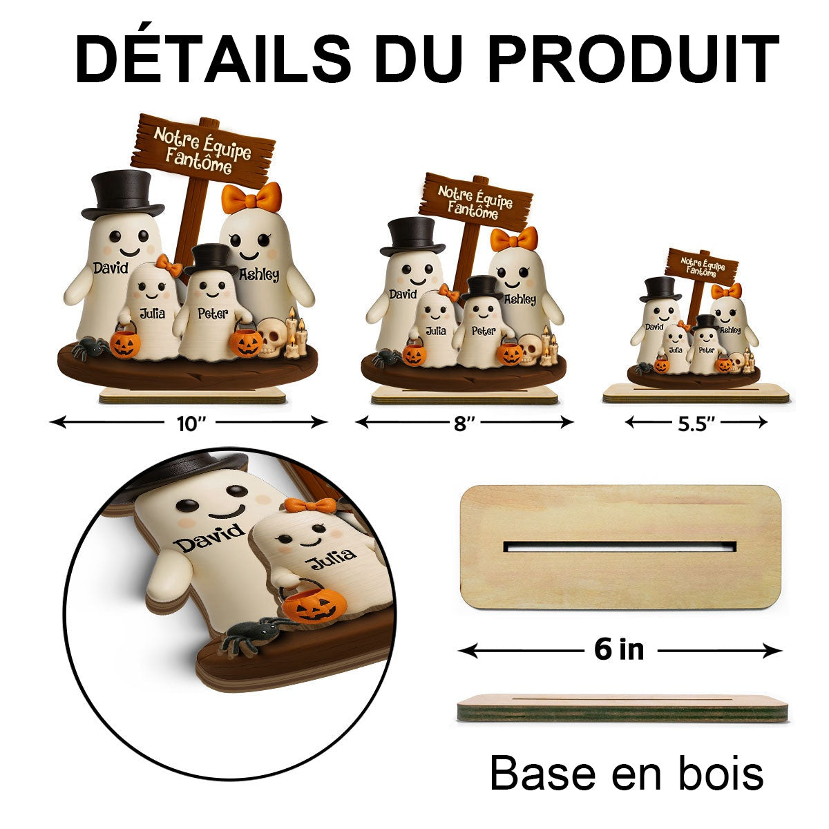 Plaque en Bois Personnalisée – Notre Équipe Fantôme