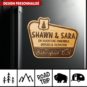 Magnet Frigo en Bois Personnalisé - Souvenir de Voyage Romantique pour Couple