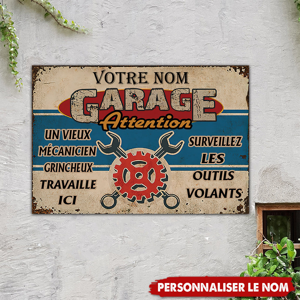 Plaque Métallique Vintage – Garage d’un Mécanicien Grincheux