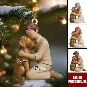 Ornement Noël Personnalisé – Câlin Tendresse avec Votre Chien