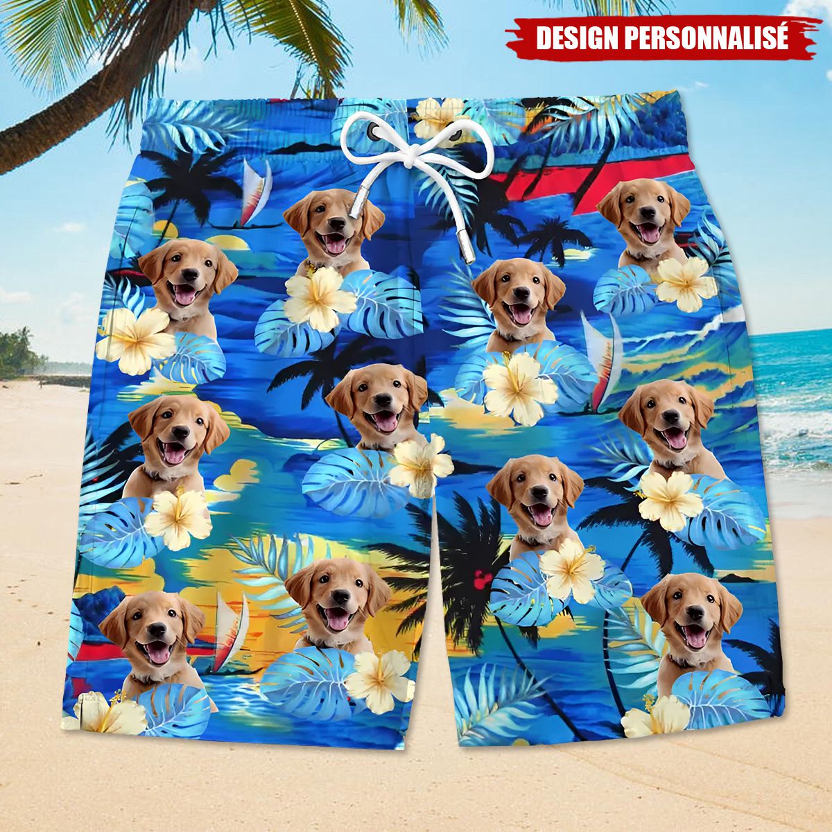 Short de bain personnalisé avec photo de votre animal – Look Estival et Unique