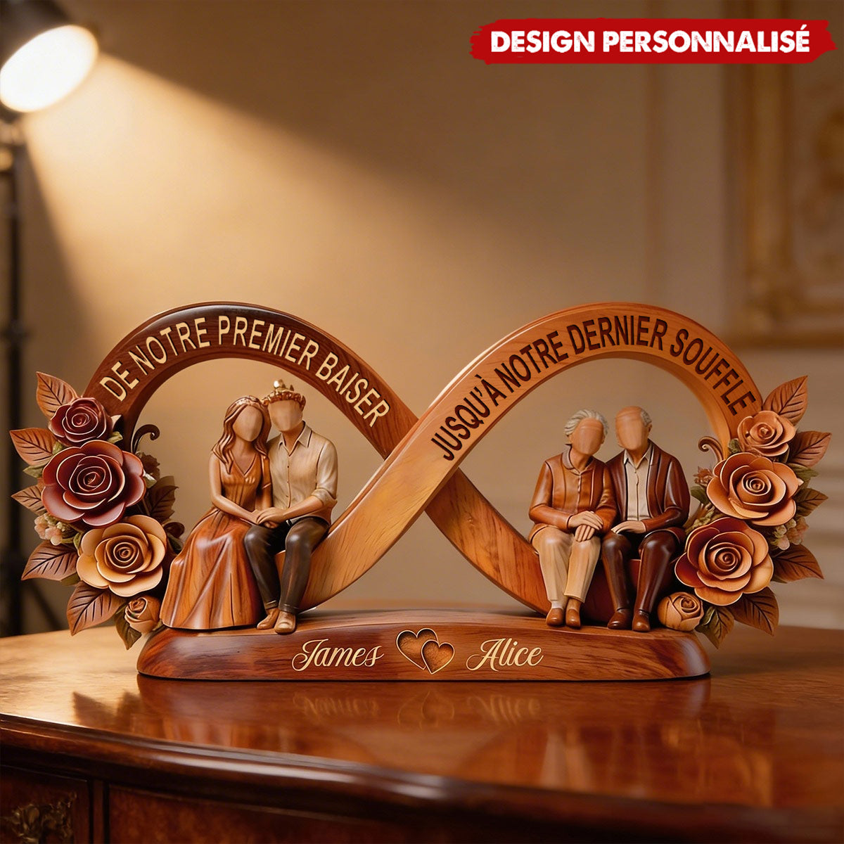 Plaque de couple personnalisée — Souvenir de Couple de Jeunesse à Vieillesse