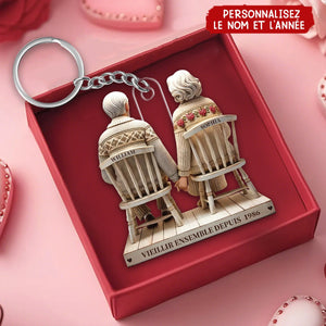 Porte-clés personnalisée "Vieillir ensemble" - Cadeau sentimental pour couple