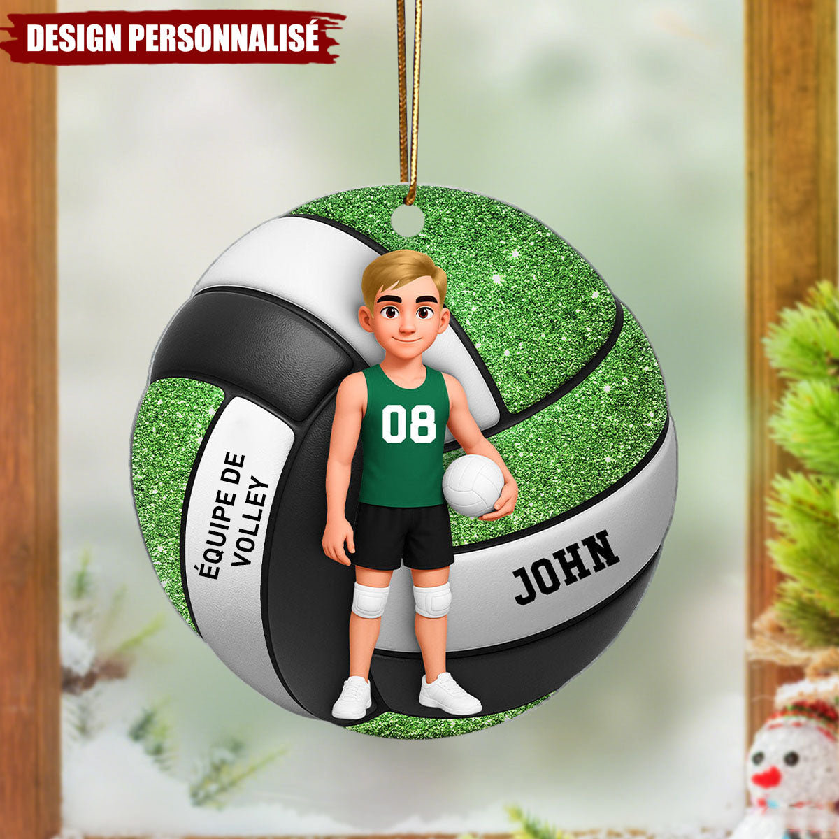 Ornement de Noël Volleyball Personnalisé - Cadeau Unique pour les Fans de Sport