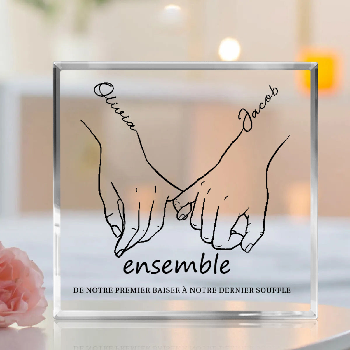 Je t’aime pour toujours et toujours - Couple personnalisé personnalisé carré en forme de Plaque acrylique - cadeau pour mari femme, anniversaire