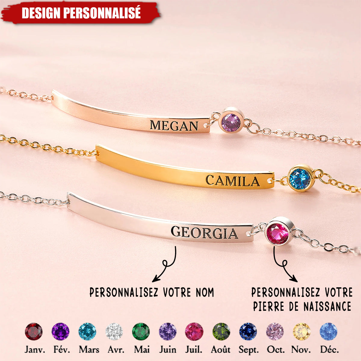 Bracelet Personnalisé avec Pierre de Naissance – Élégance et Signification