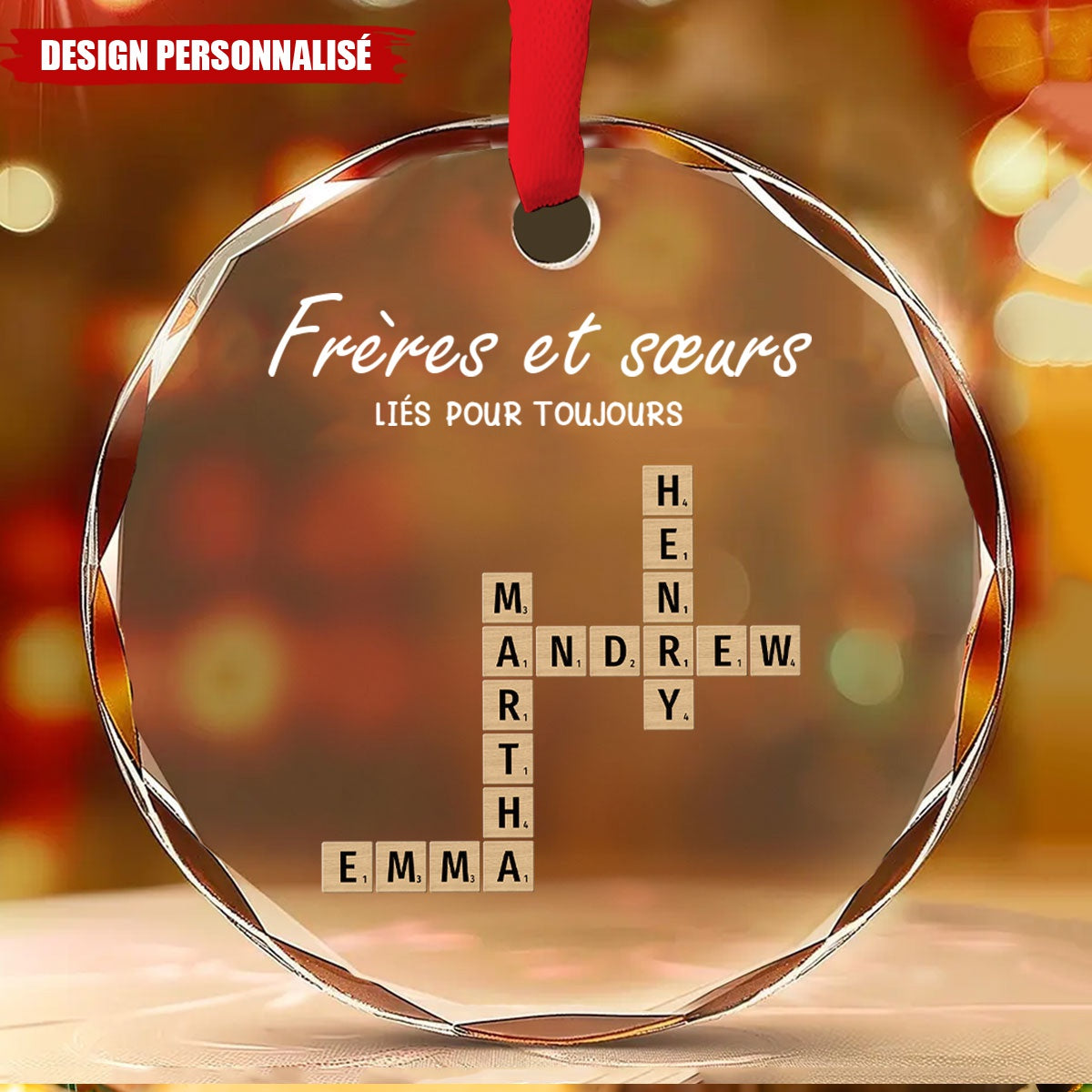 Décoration de Noël Personnalisée – Frères et Sœurs Liés Pour Toujours