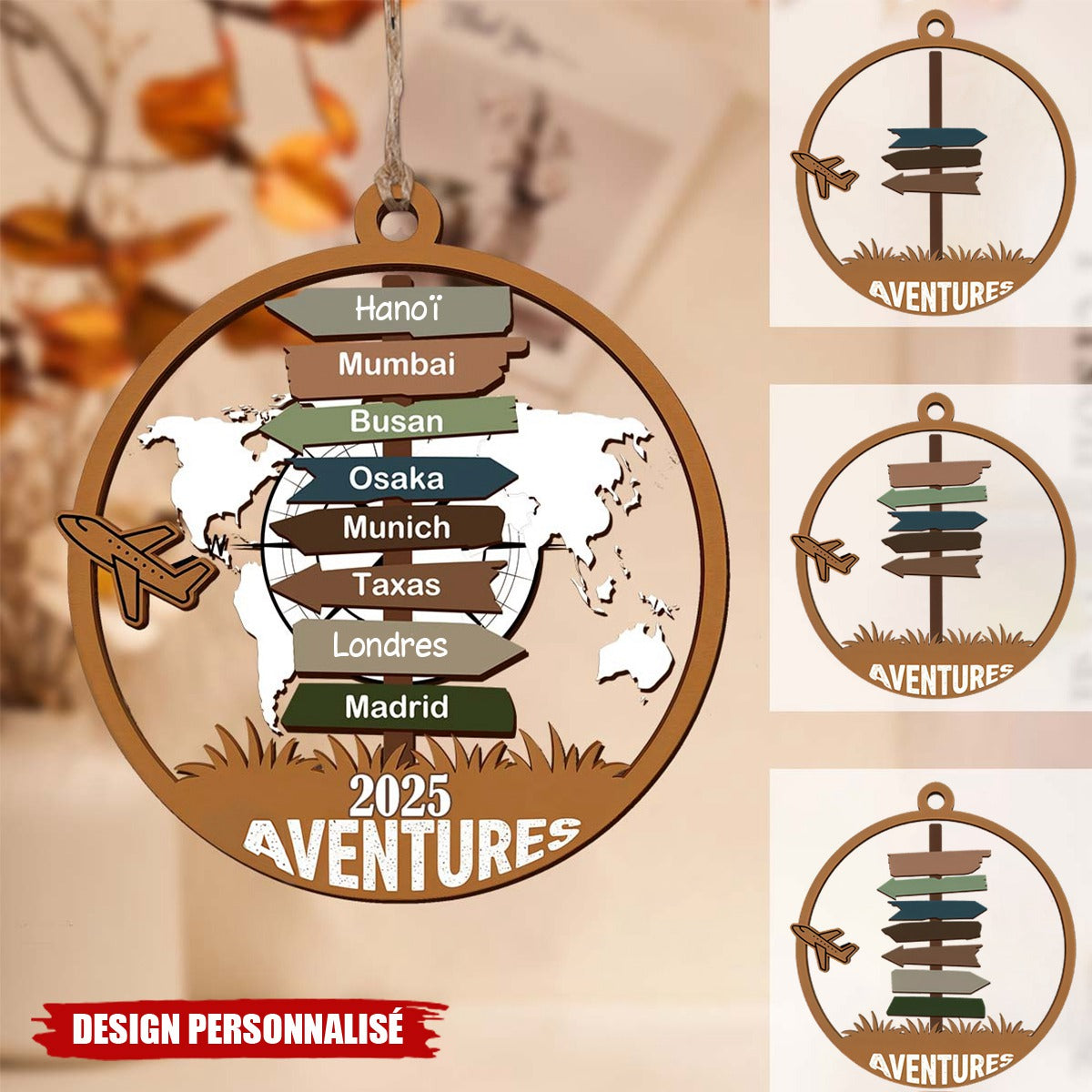 Ornement de Voyage Personnalisé – Souvenir d’Aventures