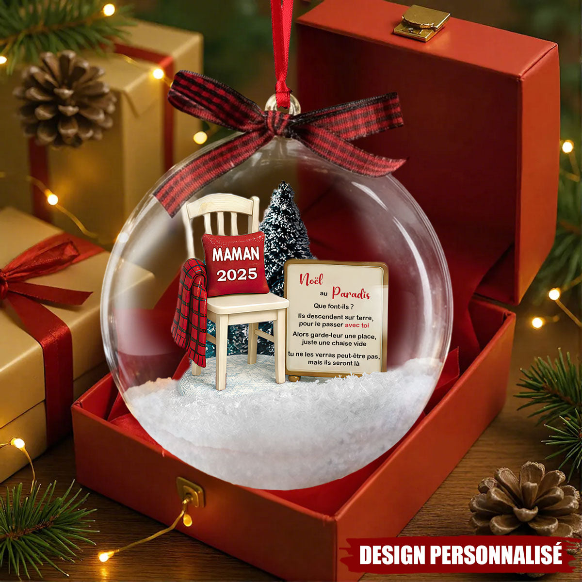 Ornement de Noël Mémorial Personnalisé – Souvenir Éternel de Noël au Paradis