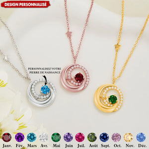 Collier Lune-Étoile avec Pierre de Naissance Personnalisée – Bijou Élégant et Unique