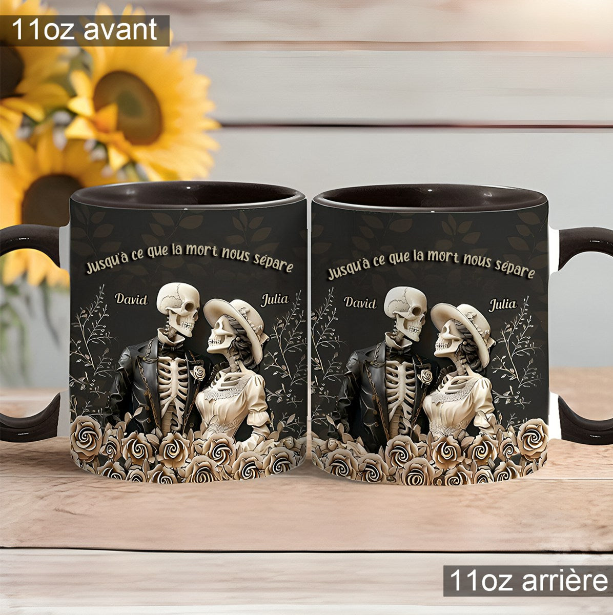 Tasse Personnalisée "Jusqu’à ce que la mort nous sépare" - Couple Squelettes Amoureux
