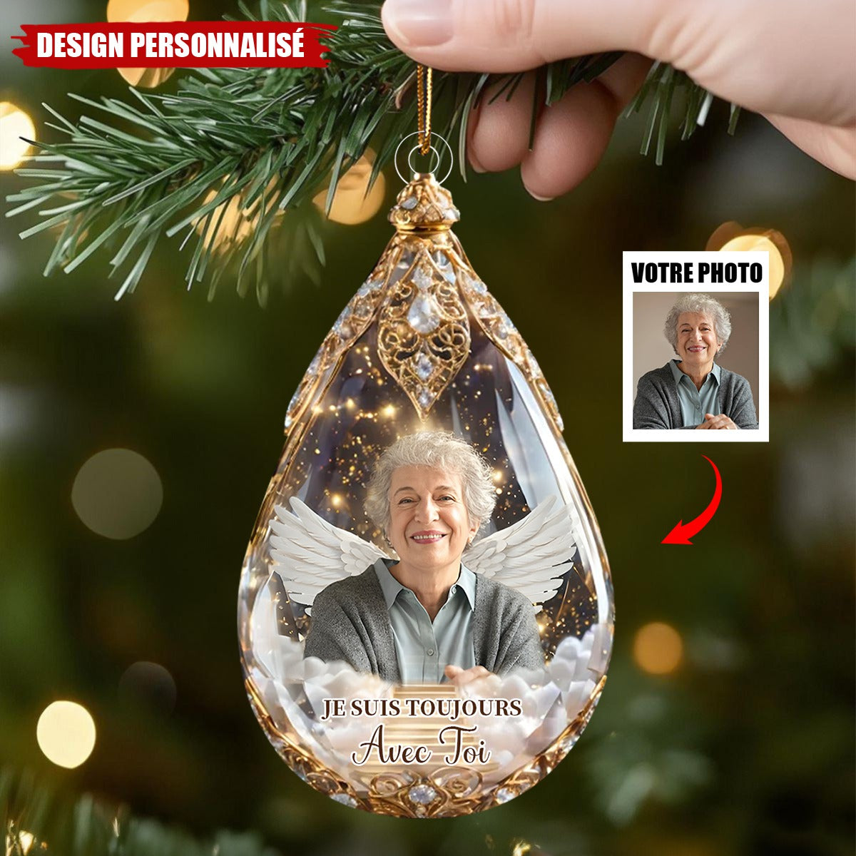 Ornement Commémoratif Ange Personnalisé – Souvenir Photo Personnalisé