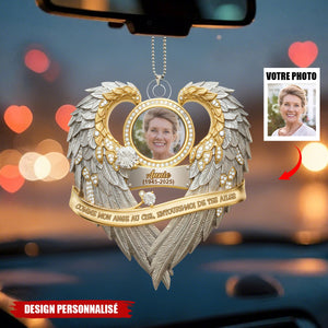 Ornement de Voiture Ange au Ciel - Cadeau Commémoratif avec Photo Personnalisée