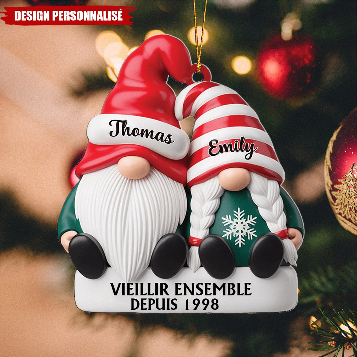 Décoration de Noël Couple Personnalisée - Vieillir Ensemble
