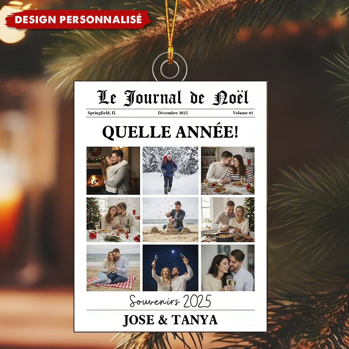 Ornement Journal de Noël Personnalisé – Votre Année en Images