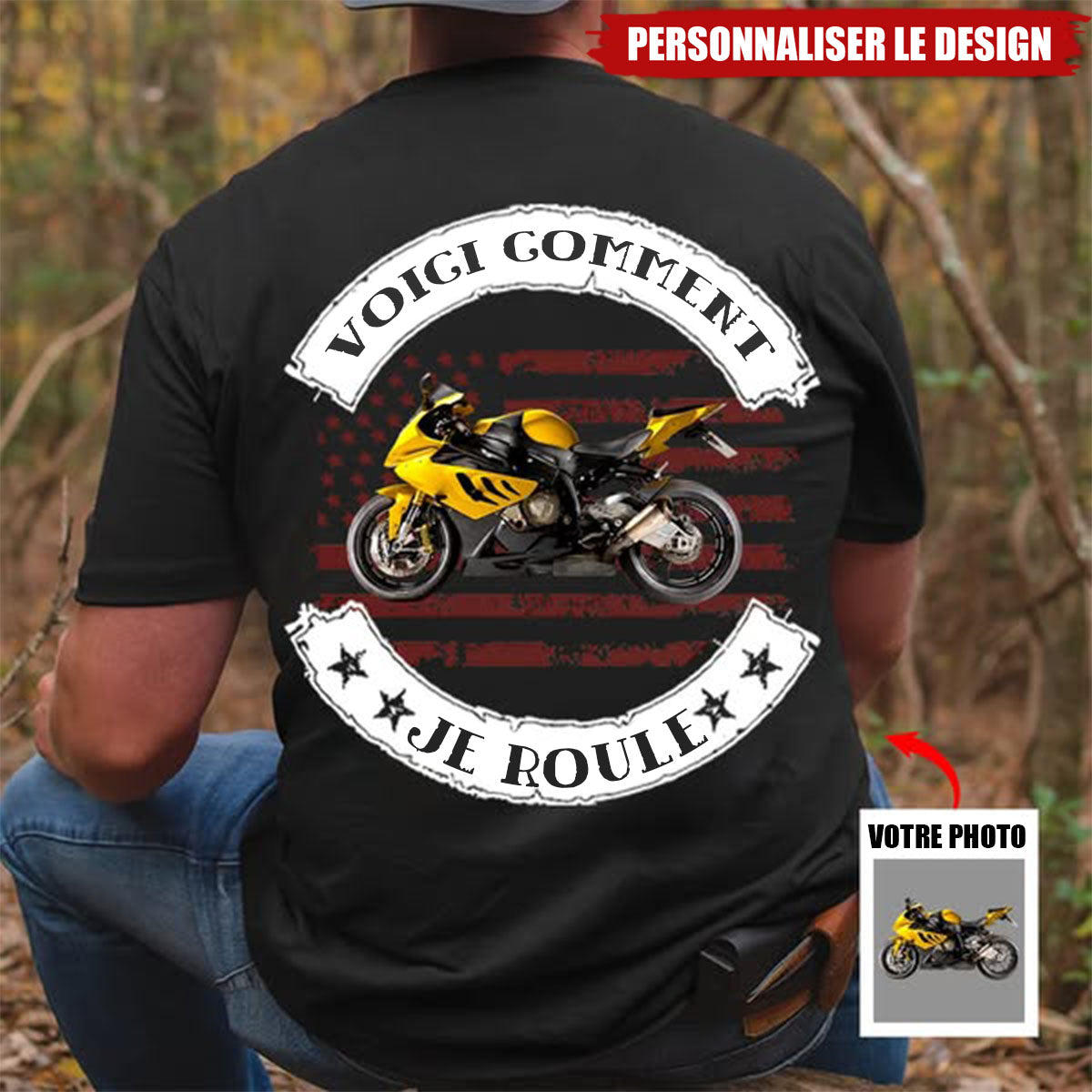 T-shirt Moto Personnalisé – "Voici Comment Je Roule"
