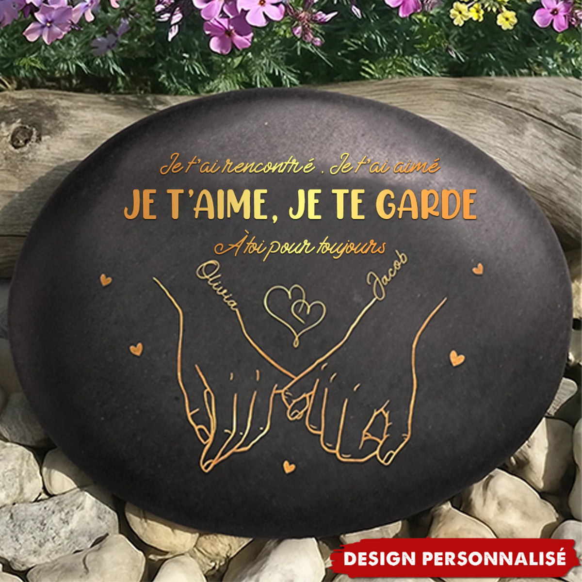 Galet Personnalisé Imprimé – Cadeau Romantique Gravé pour Couple