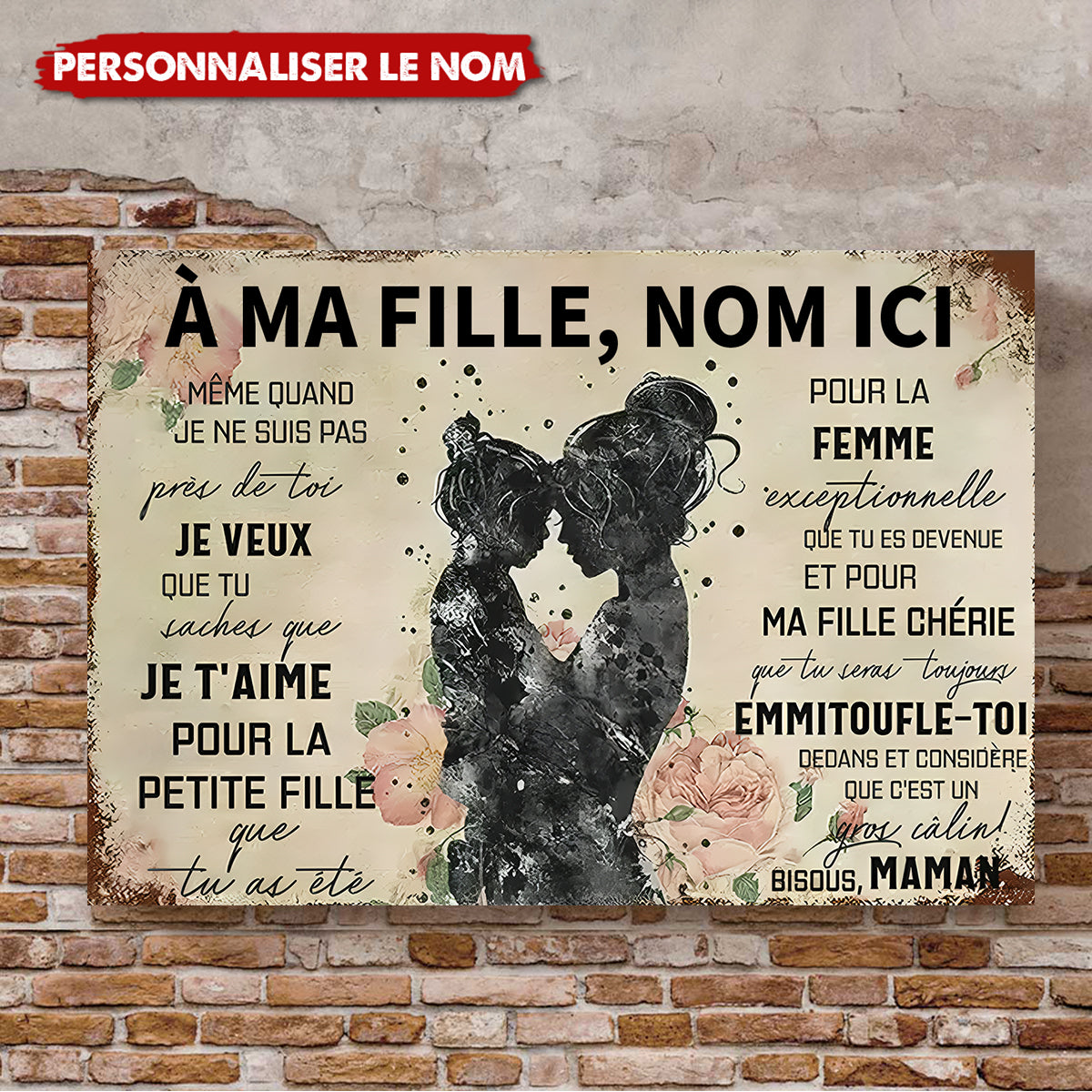 À Ma Fille – Cadeau Émotionnel Personnalisé de Maman, Affiche Murale Touchante