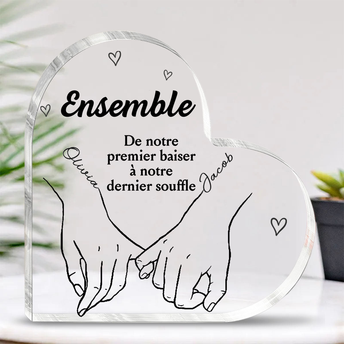 Couple personnalisé personnalisé Plaque acrylique en forme de coeur - cadeau pour mari femme, anniversaire
