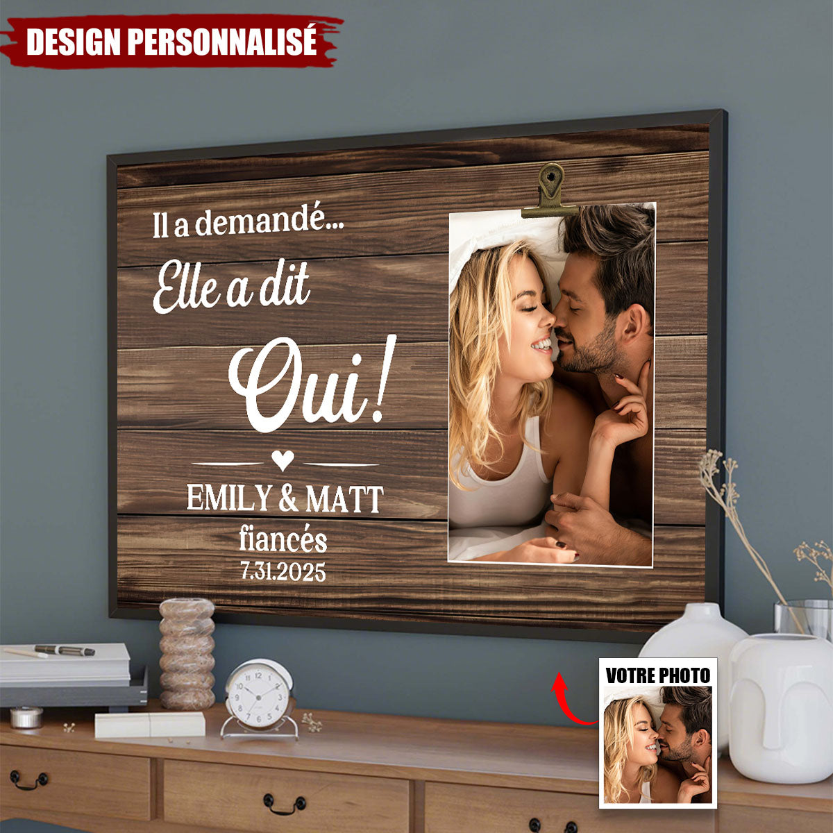 Affiche Personnalisée Couple avec Photo – Cadeau de demande en mariage pour un couple