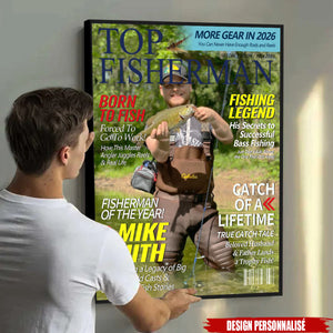 Personalized Fishing Magazine Cover Poster – Unique Gift for Anglers & Fishing Lovers