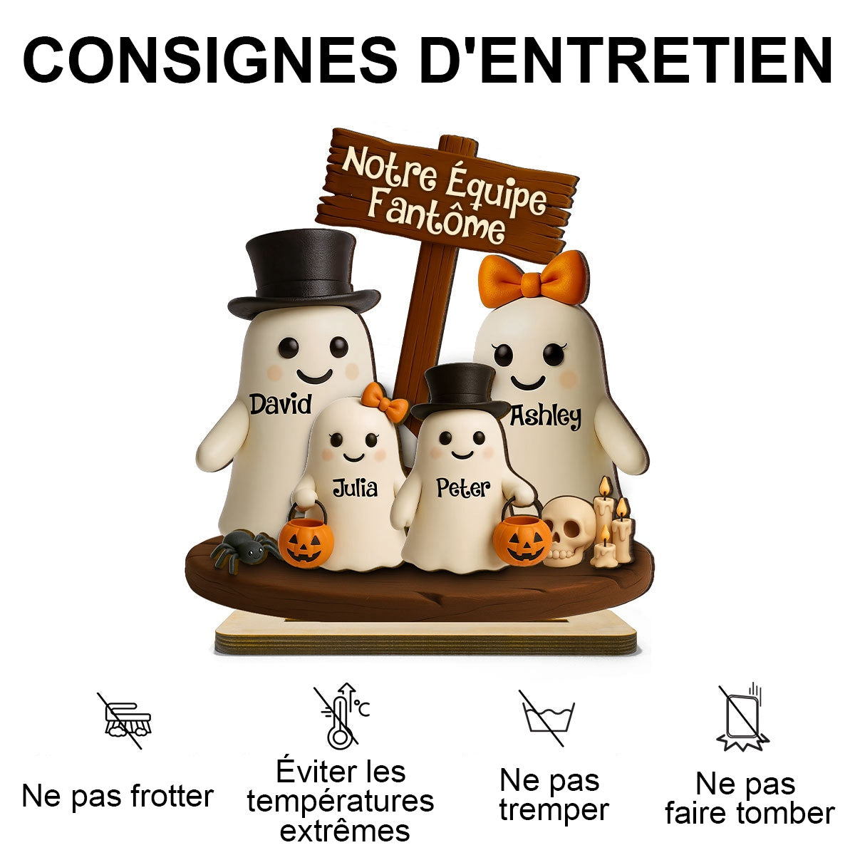 Plaque en Bois Personnalisée – Notre Équipe Fantôme