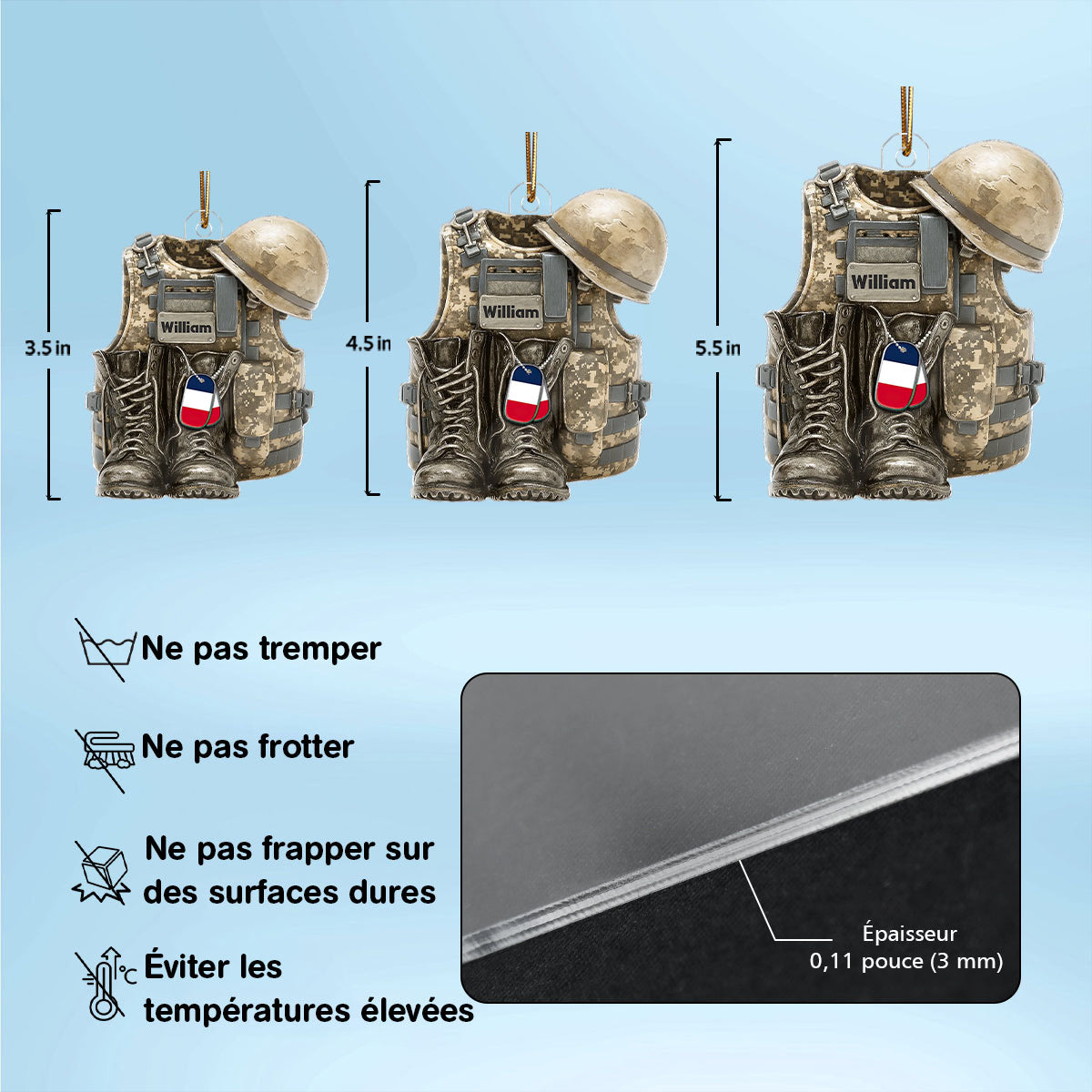 Ornement Militaire Personnalisé - Gilet de Combat Militaire, Bottes et Casque