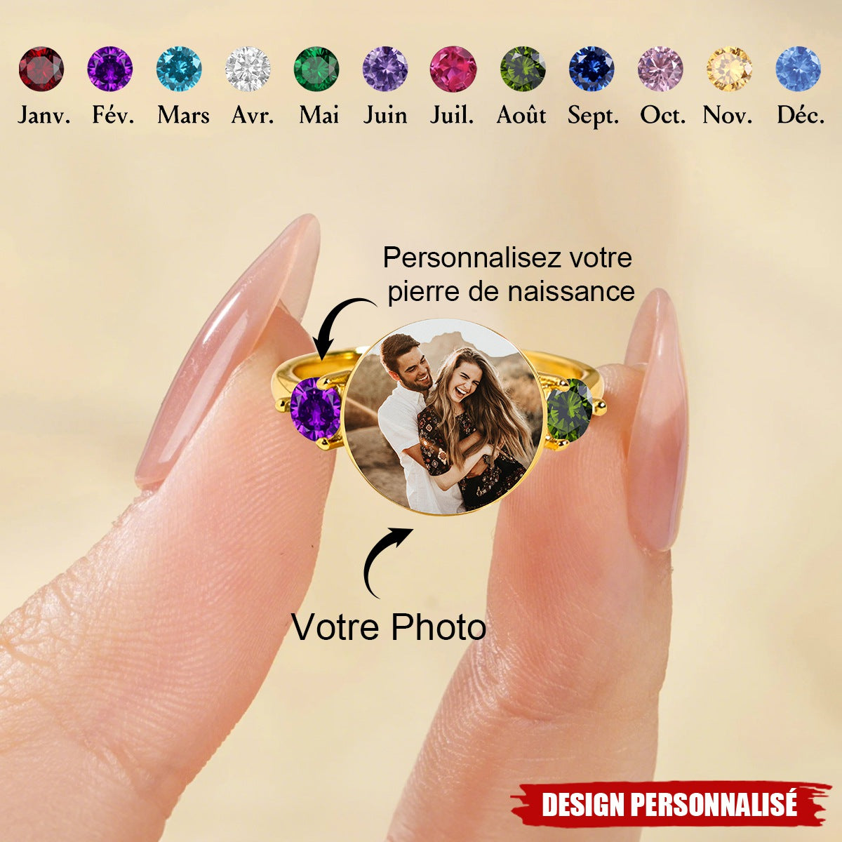 Bague Personnalisée avec Photo – Symbole de Votre Amour