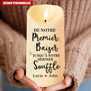 Bougie LED Personnalisée avec Photo - De Notre Premier Baiser Jusqu’à Notre Dernier Souffle
