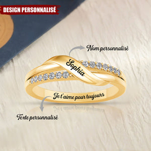 Bague Personnalisée Prénom – Nom Gravé, Cadeau Unique pour Elle