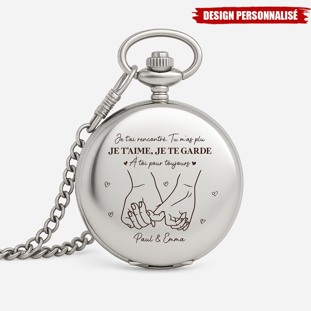 Montre De Poche Personnalisable Pour Couple - Cadeau Romantique pour Lui ou Elle