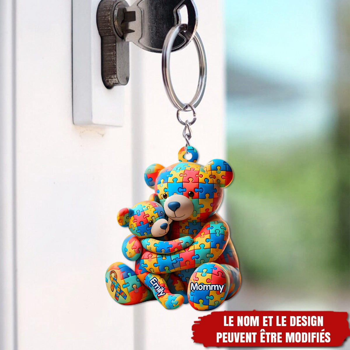 Porte-clés Ours Personnalisé – Sensibilisation à l’Autisme