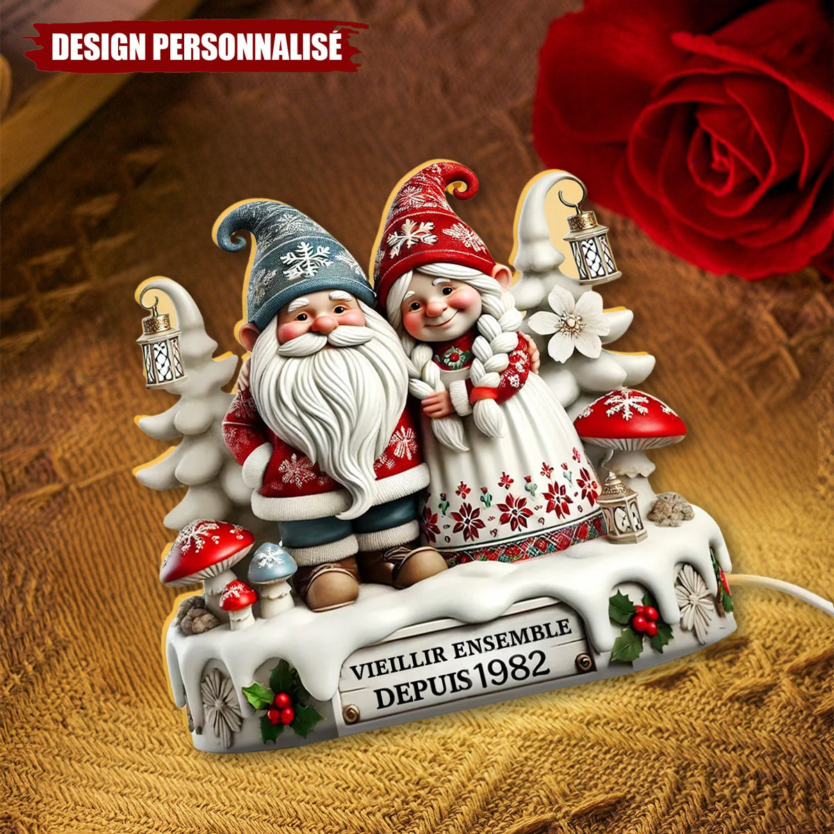 Boîte Lumineuse "Vieillir Ensemble" - Cadeau d’Amour Personnalisé