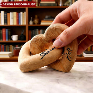 Sculture Cœur Infini en Bois Personnalisée – Décoration Romantique et Cadeau d’Amour Éternel