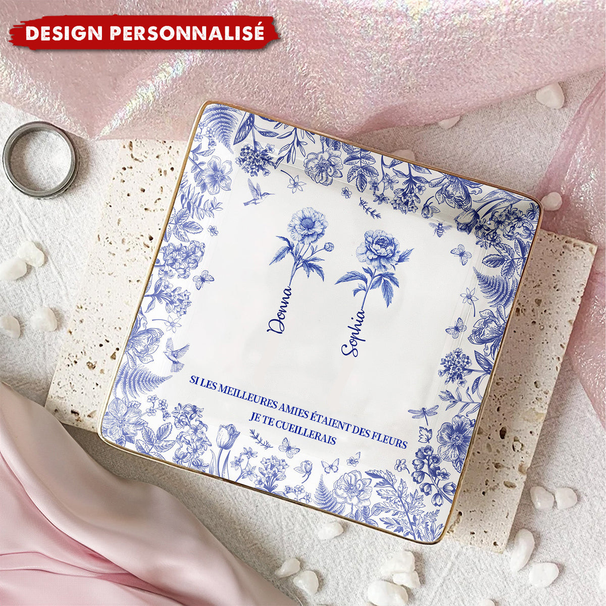 Si les meilleures amies étaient des fleurs, je te cueillerais – Coupelle à bijoux personnalisée