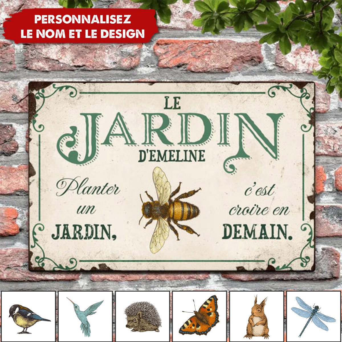 Joie dans le jardin – Outdoor-Pancarte de porte
