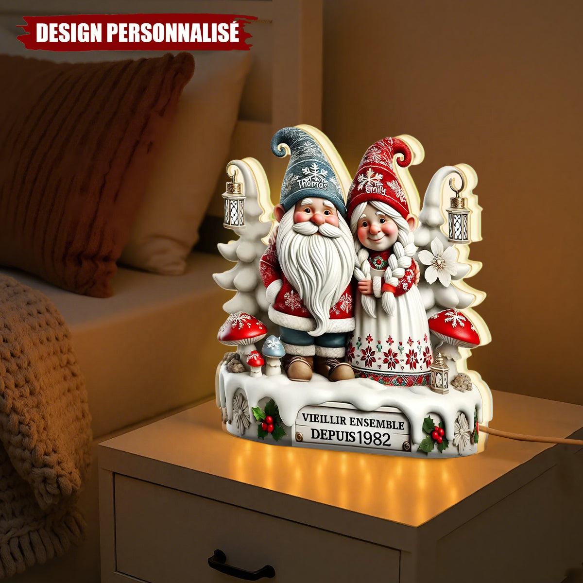 Boîte Lumineuse "Vieillir Ensemble" - Cadeau d’Amour Personnalisé