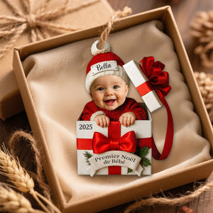 Ornement de Noël Personnalisé avec Photo de Bébé – Coffret Cadeau