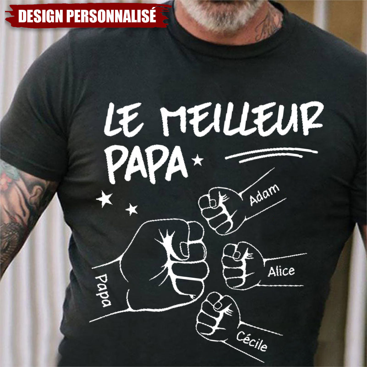 T-shirt personnalisé "Le meilleur papa"– Cadeau unique pour la fête des pères