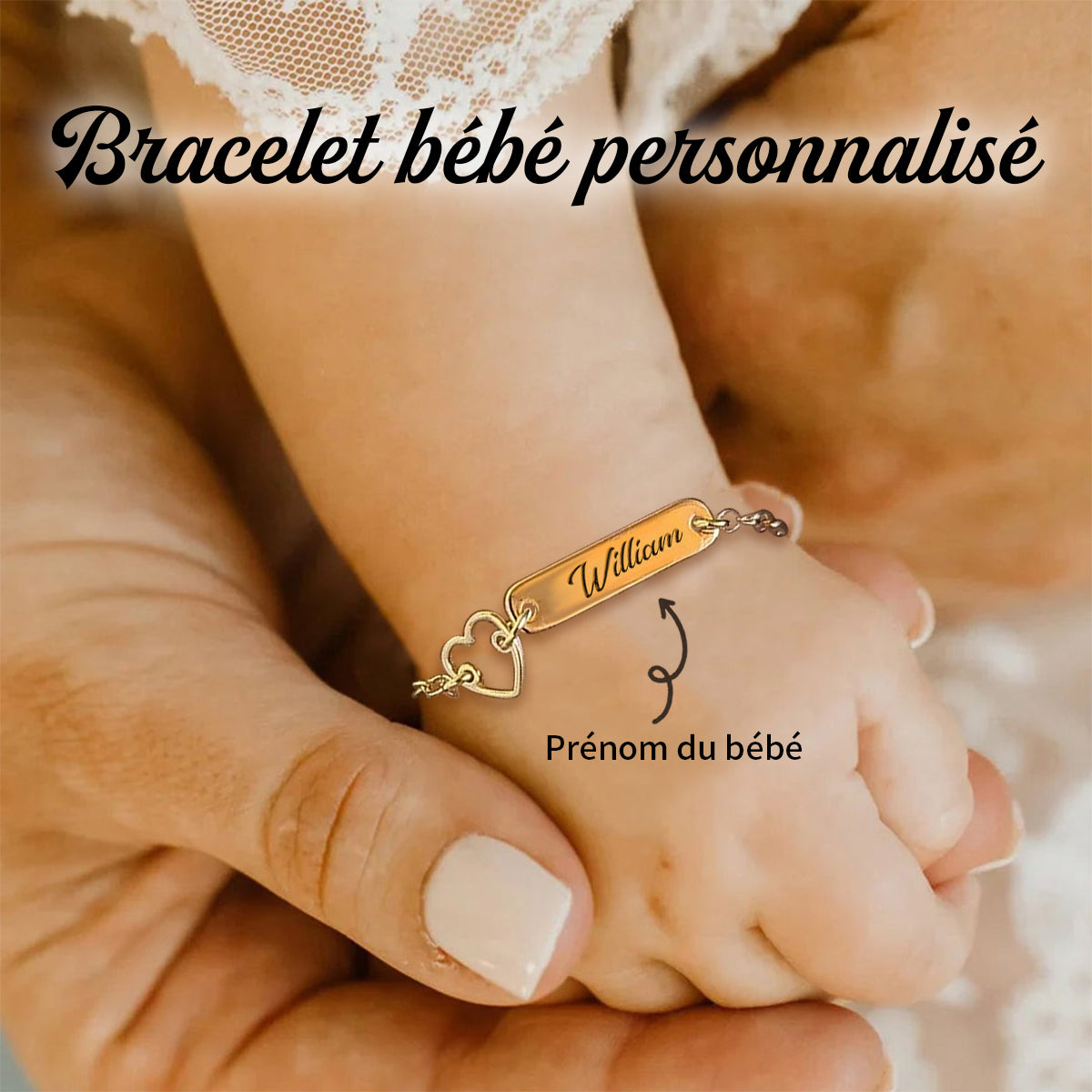 Bracelet Bébé Personnalisé avec Prénom Gravé – Cadeau Naissance Adorable