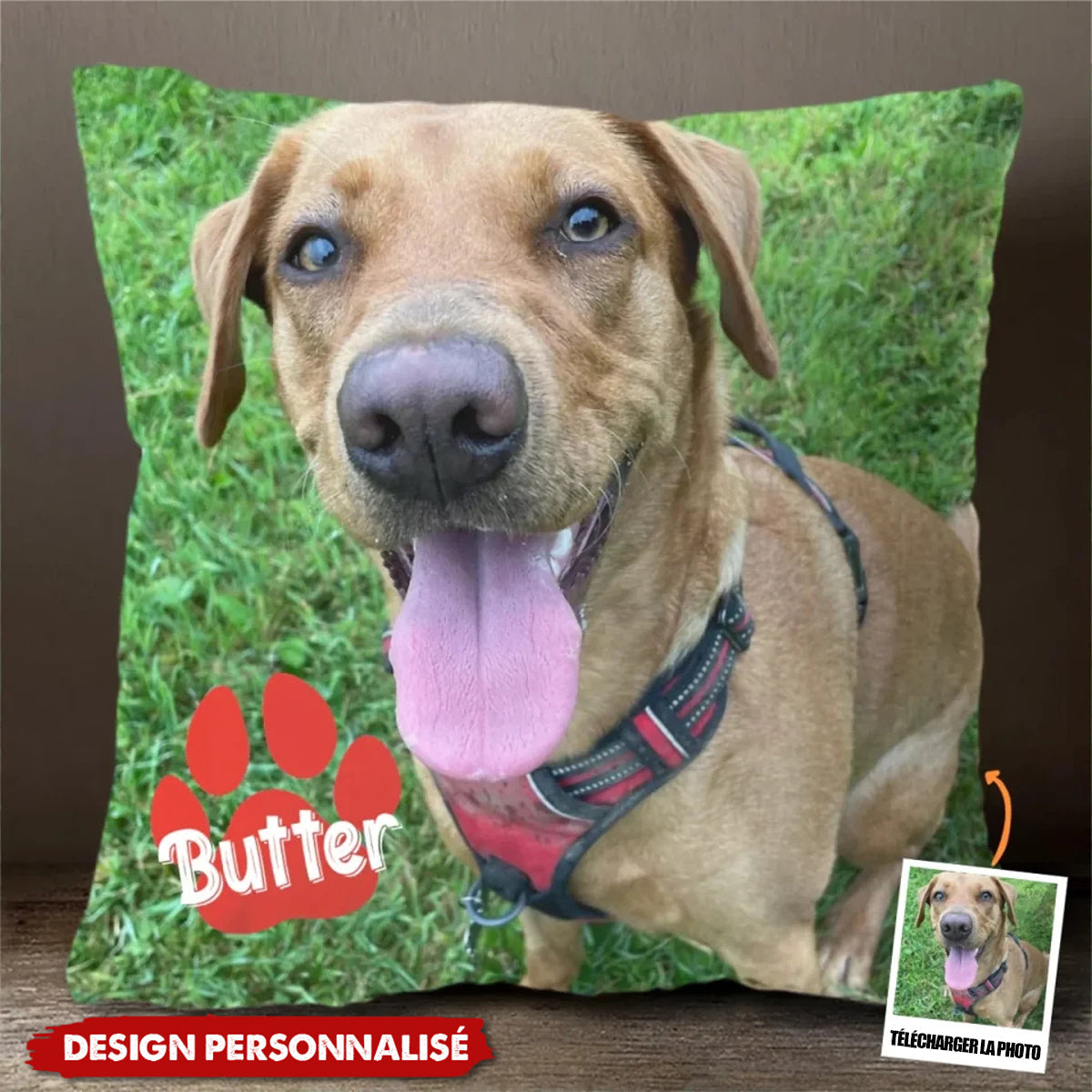 Coussin Personnalisé avec Photo d’Animal – Cadeau Doux et Unique